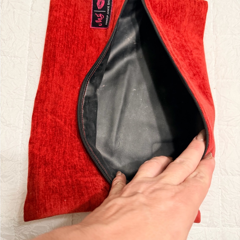 Red Makeup Junkie Bag with Zipper - Picture 3 of 5